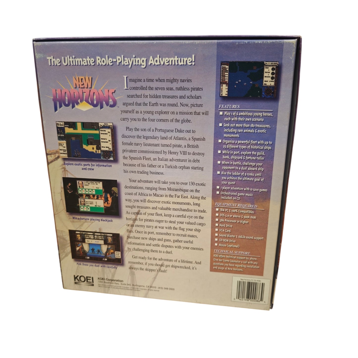 PC-Videospiel Uncharted Waters - New Horizons von Koei aus dem Jahr 1994.