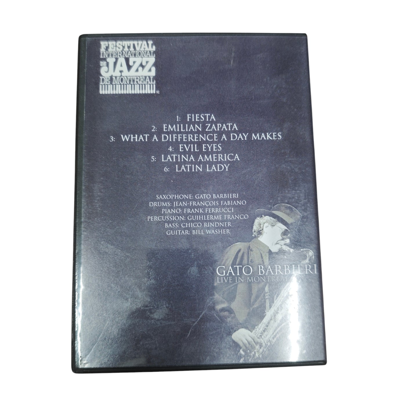 DVD „Gato Barbieri: Live in Montreal“ mit einer Spieldauer von ca. 58 Minuten.
