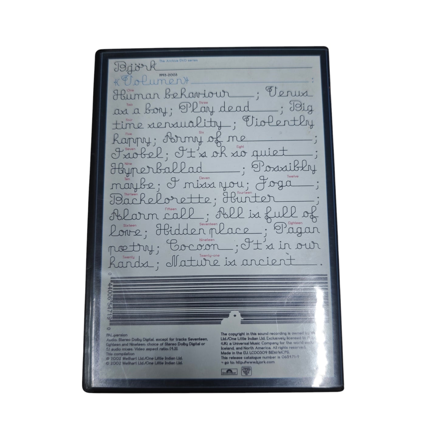 DVD Björks Musikvideo-Sammlung "Volumen", veröffentlicht im Jahr 1999.