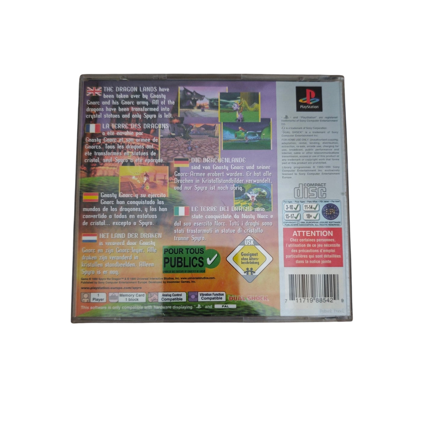 Spyro the Dragon PlayStation Platinum PAL Sony PlayStation 1 PS1