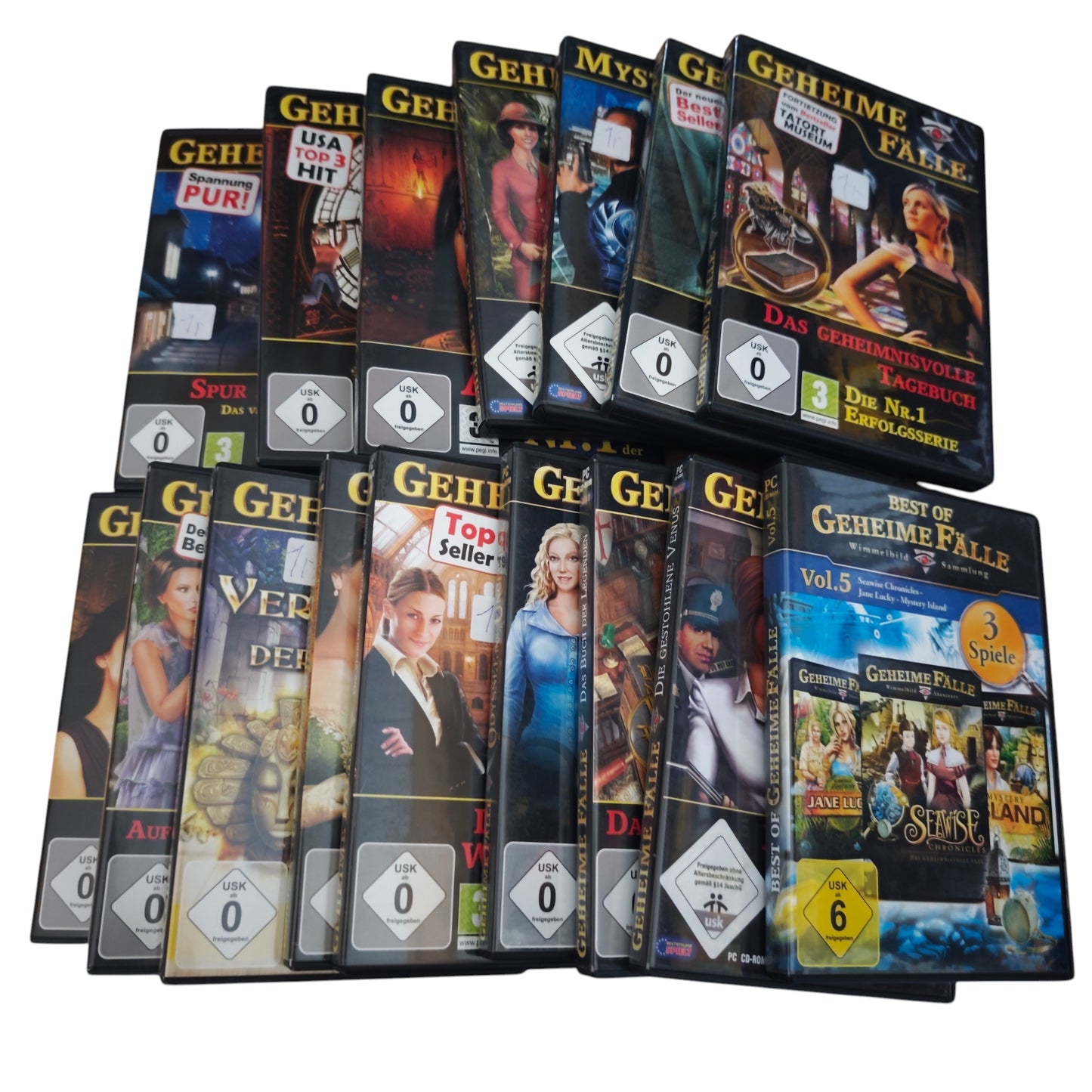 19 Stk. Sammlung von PC-CD-ROM-Spielen Wimmelbild Abenteuer-Reihe Geheime Fälle
