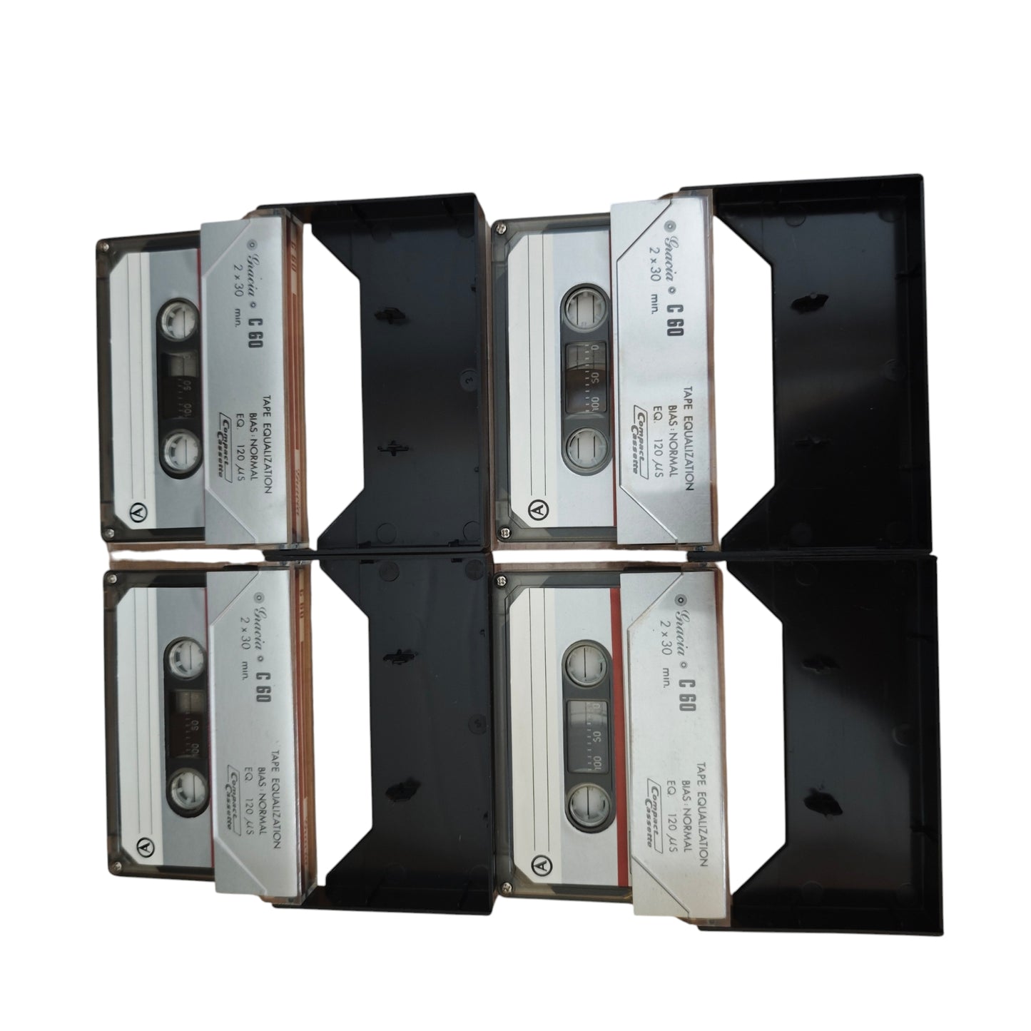 Vintage Kassetten 4 Stk. Gracia C-60 High Energy Low Noise Professional Tape Musikkasette