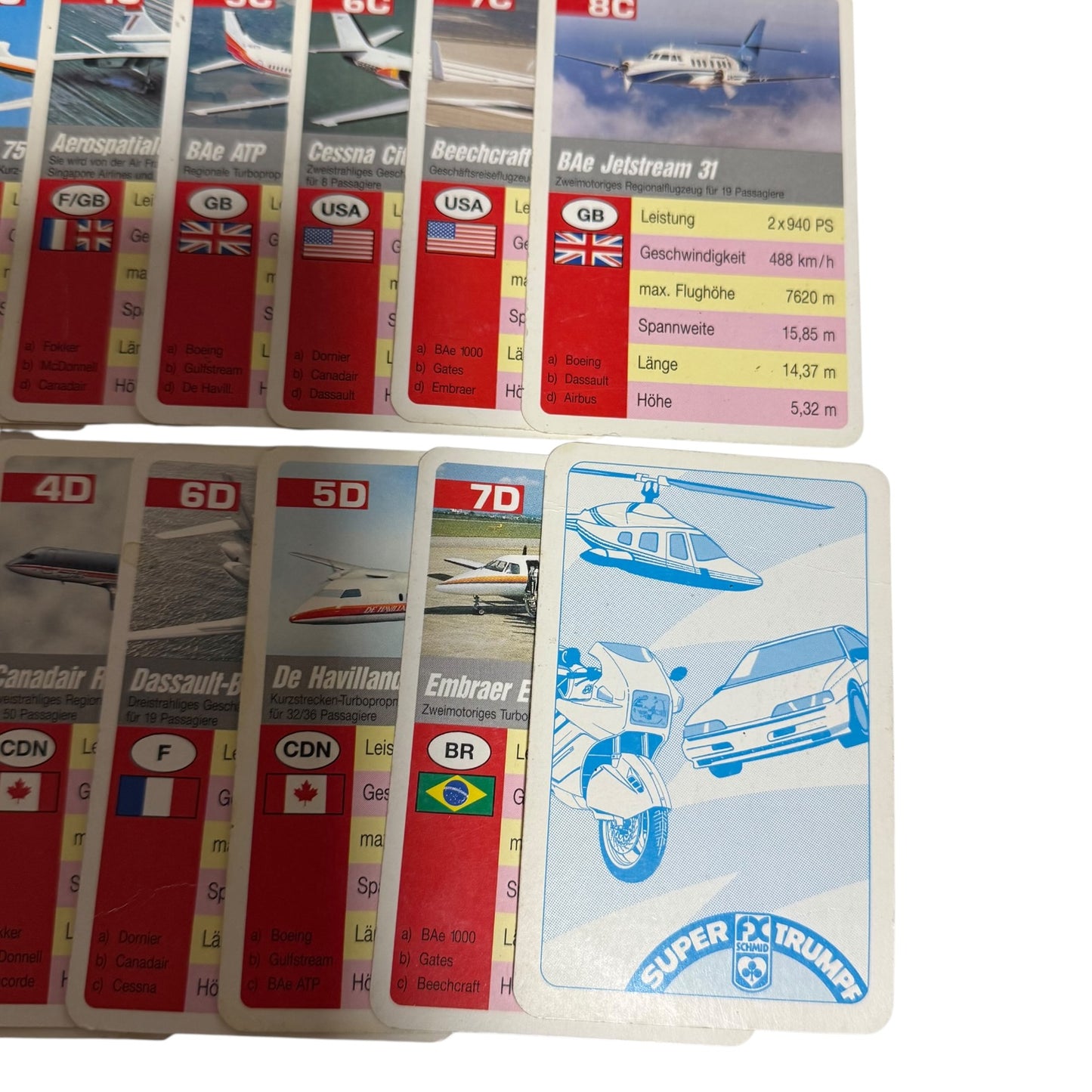 Quartett Flugzeuge Super Trumpf Schmid