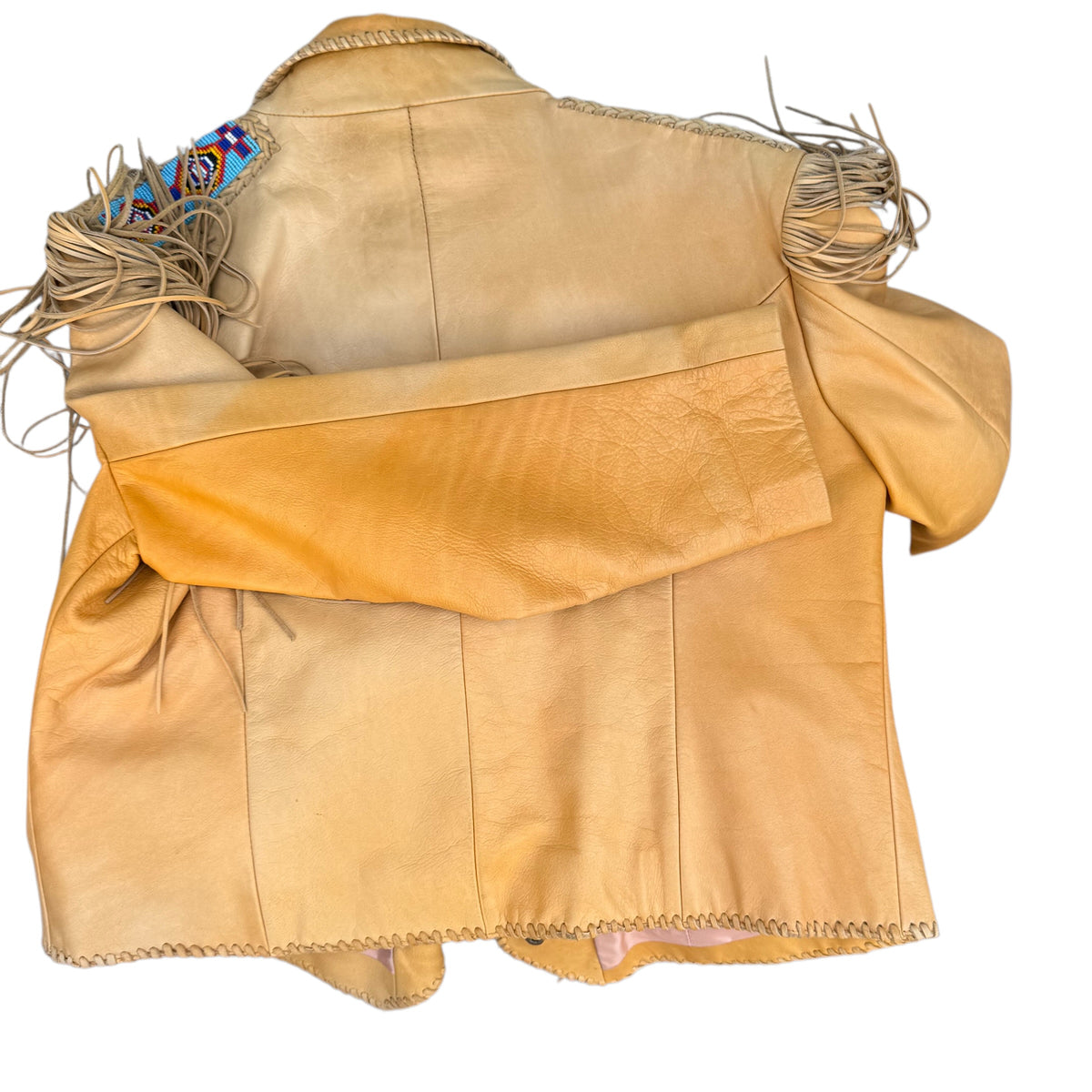Lederjacke Western Cowboy Bestickt mit Perlen Indianer Loock Größe XL Damen