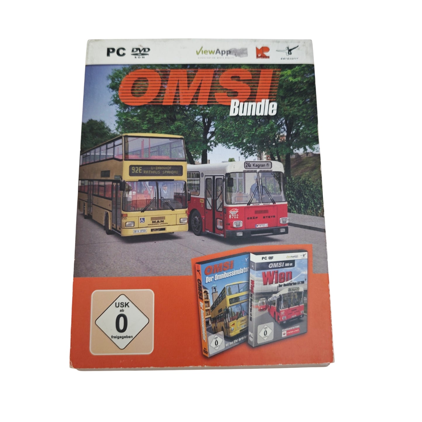 OMSI Bundle enthält das Hauptspiel "Der Omnibussimulator" sowie das Add-on "Wien" auf PC DVD-ROM.