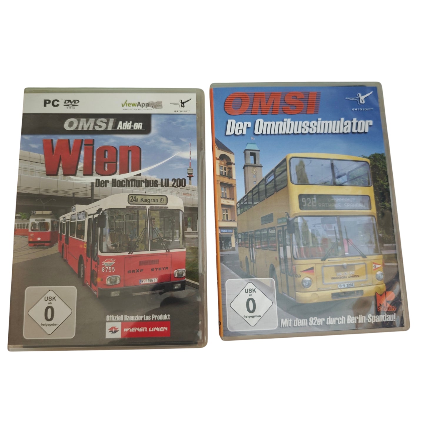 OMSI Bundle enthält das Hauptspiel "Der Omnibussimulator" sowie das Add-on "Wien" auf PC DVD-ROM.