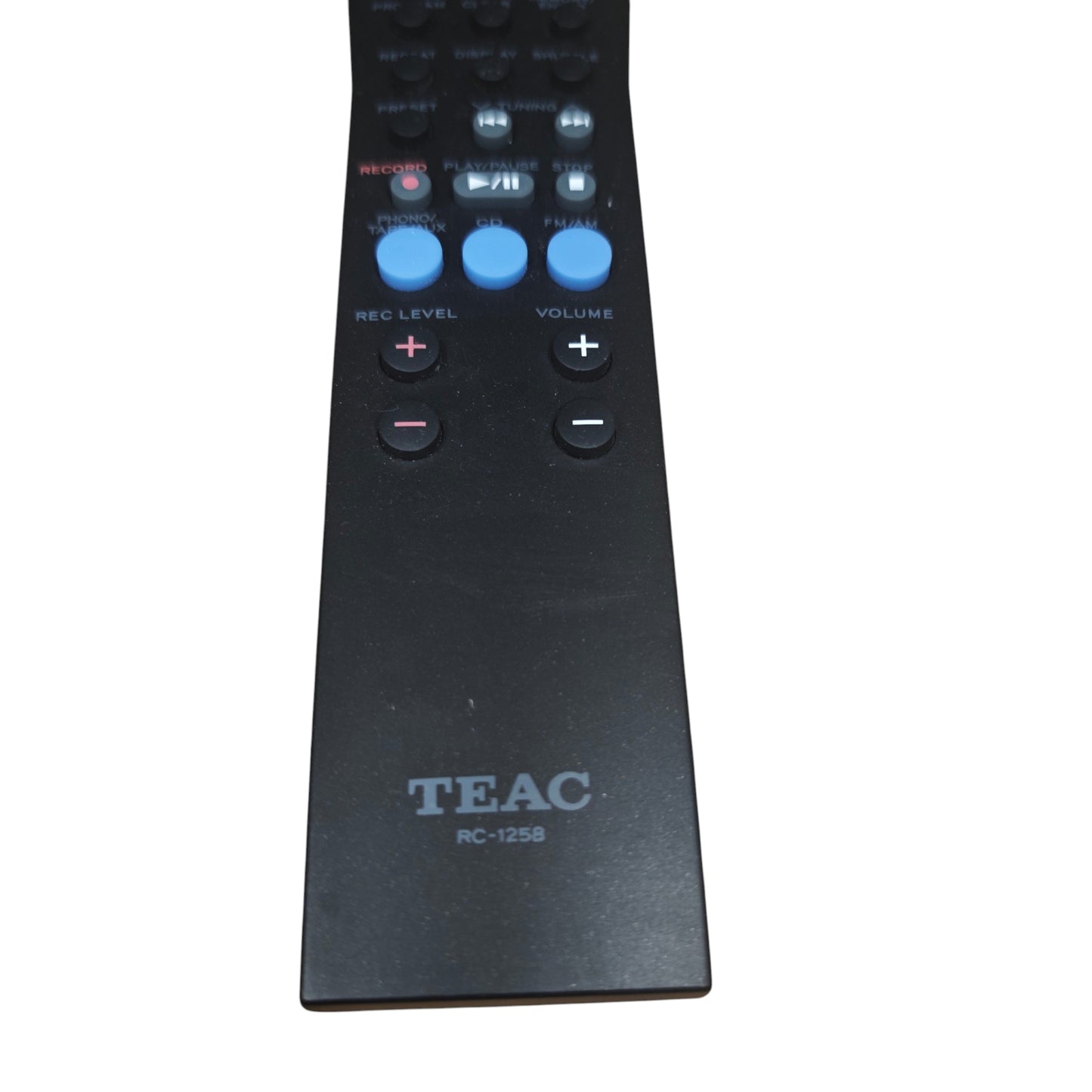 Original Infrarot Fernbedienung TEAC RC-1258 die primär für Multimediakombinationen und CD-Rekorder/Plattenspieler-Systeme