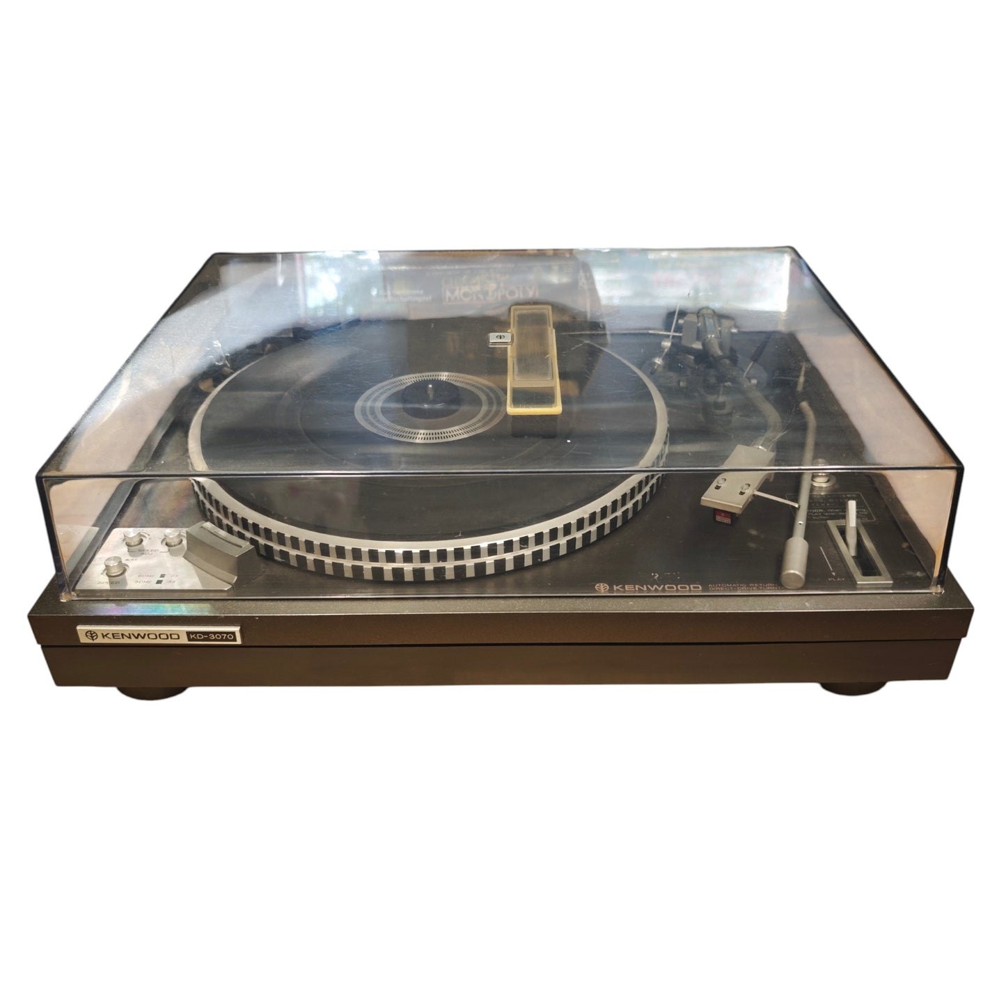 Kenwood KD-3070, ein klassischer Vintage-Plattenspieler mit Direktantrieb und Halbautomatik aus den späten 1970er