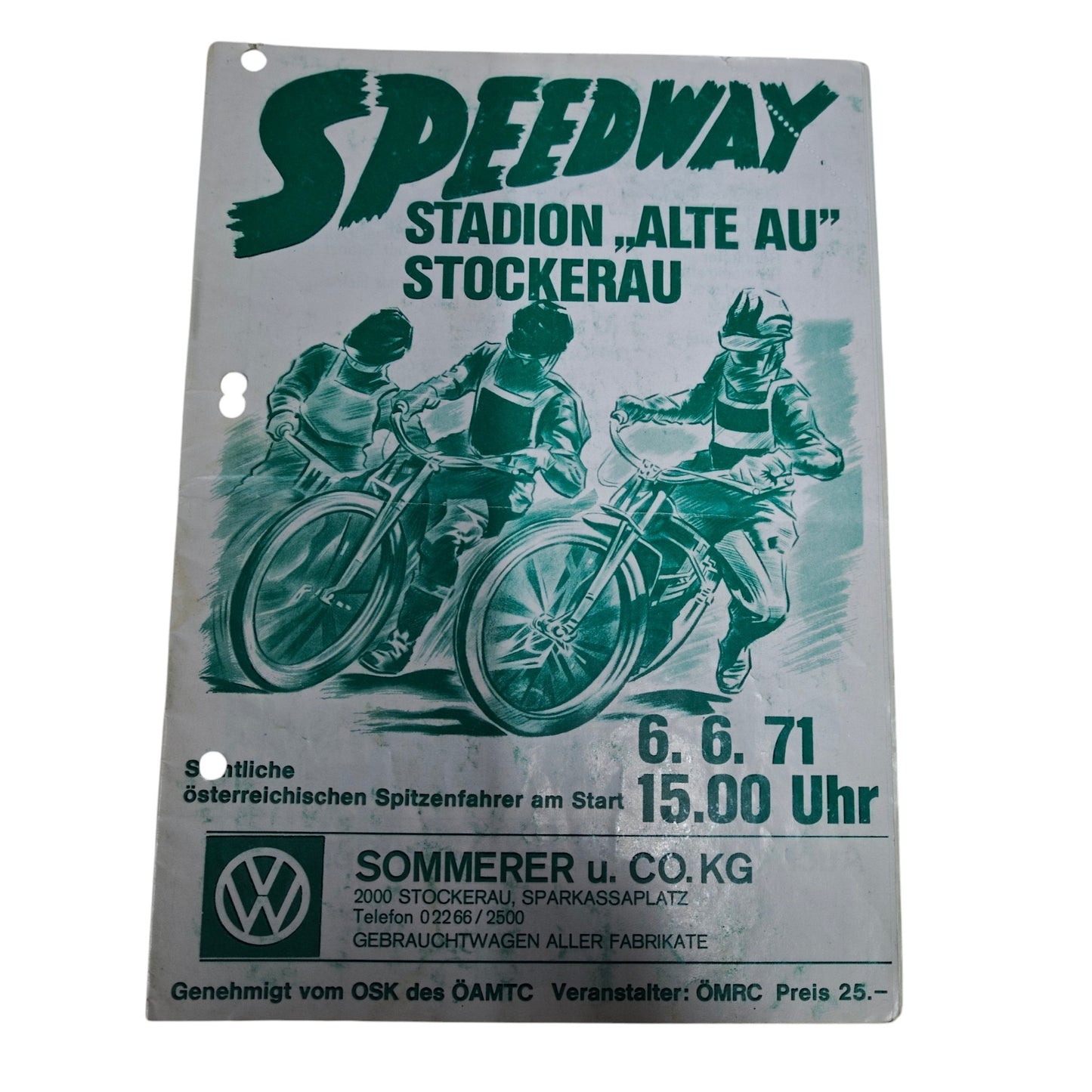 Speedway-Rennprogramme aus den Jahren 1971 und 1972 vom Stadion Alte Au in Stockerau Österreich