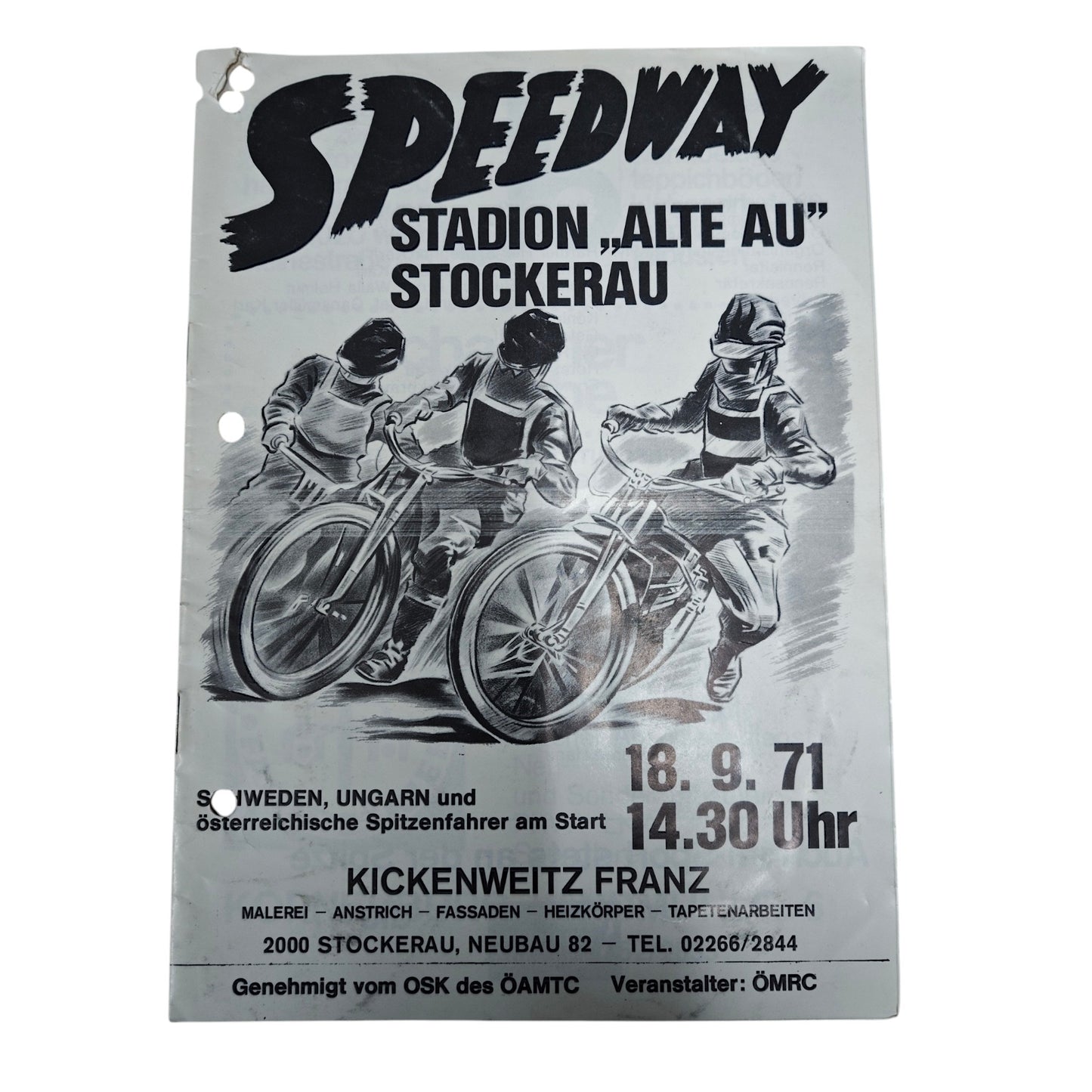 Speedway-Rennprogramme aus den Jahren 1971 und 1972 vom Stadion Alte Au in Stockerau Österreich
