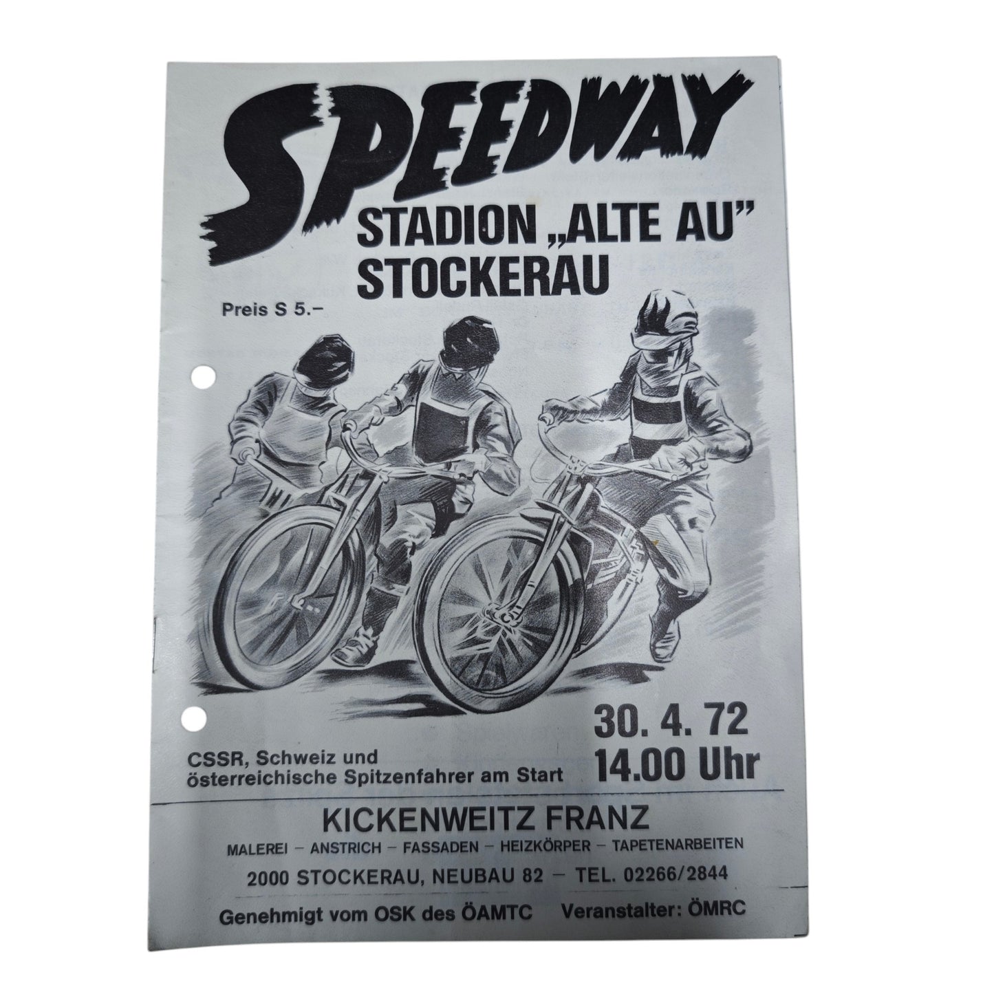 Speedway-Rennprogramme aus den Jahren 1971 und 1972 vom Stadion Alte Au in Stockerau Österreich