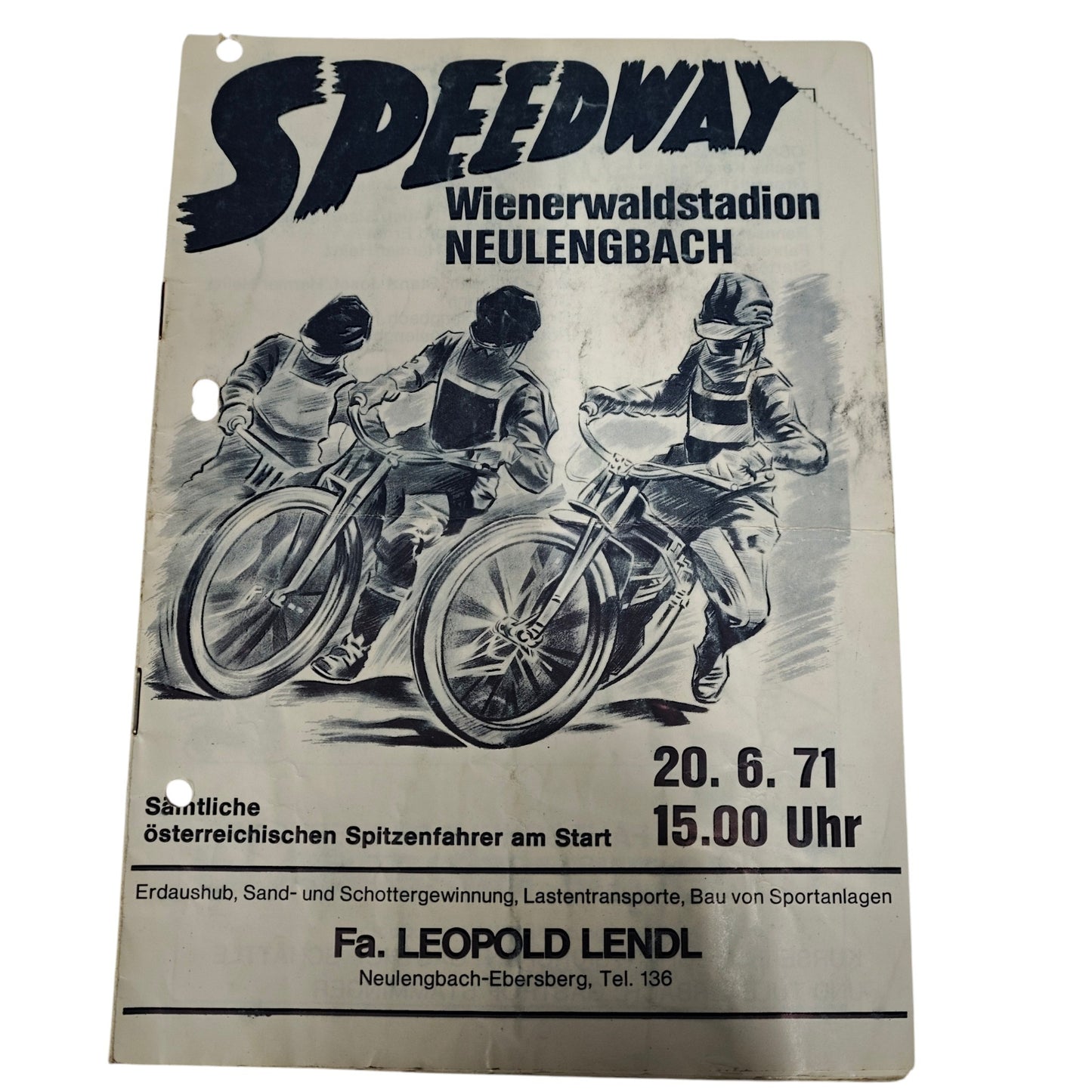 Programmheft Speedway Paarfahren  Wienerwaldstadion Neulengbach