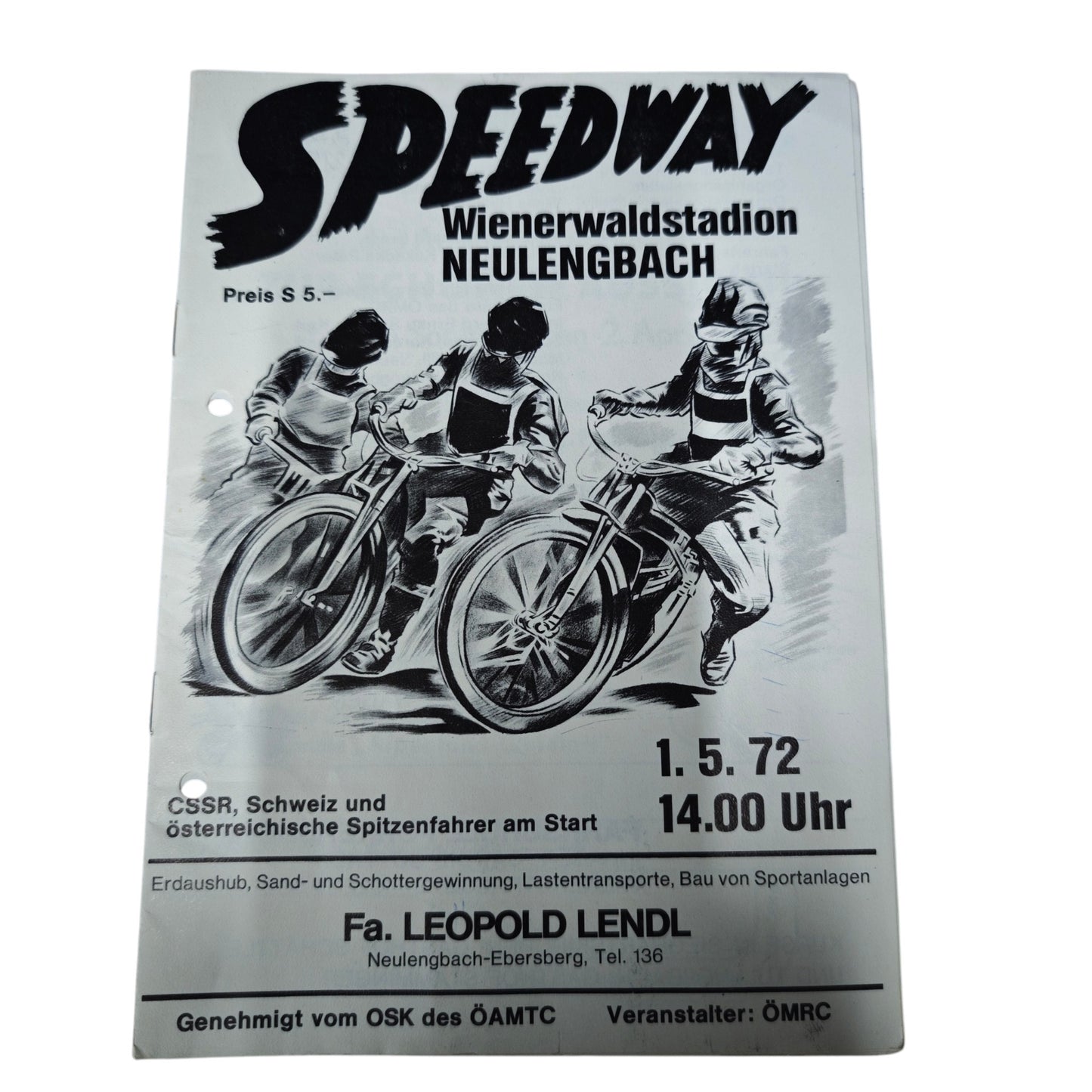 Programmheft Speedway Paarfahren  Wienerwaldstadion Neulengbach