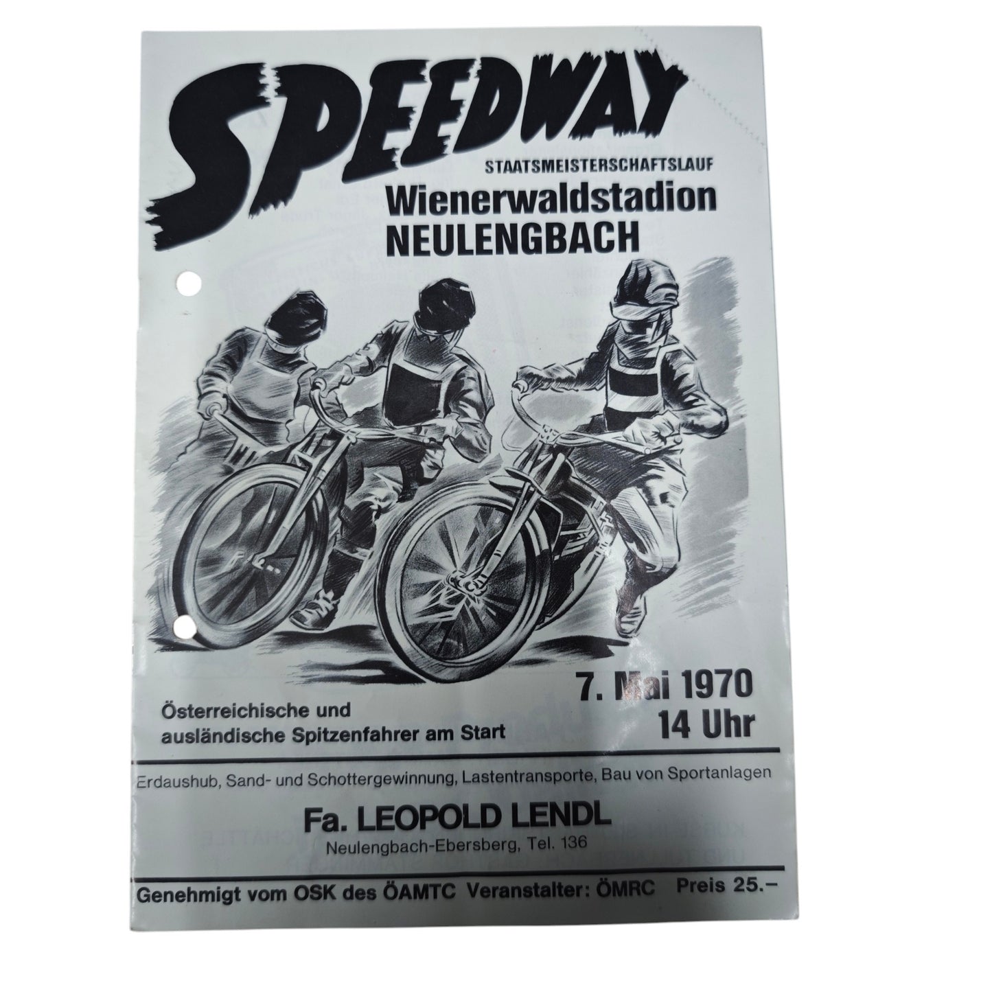 Programmheft Speedway Paarfahren  Wienerwaldstadion Neulengbach