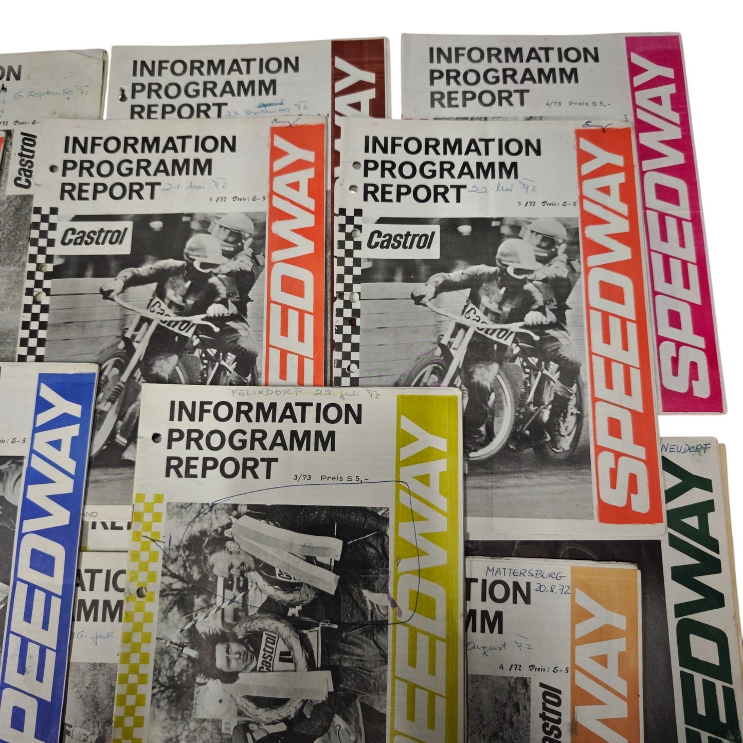 Speedway-Rennprogrammhefte aus den 1970 Mattersburg 16 Stk