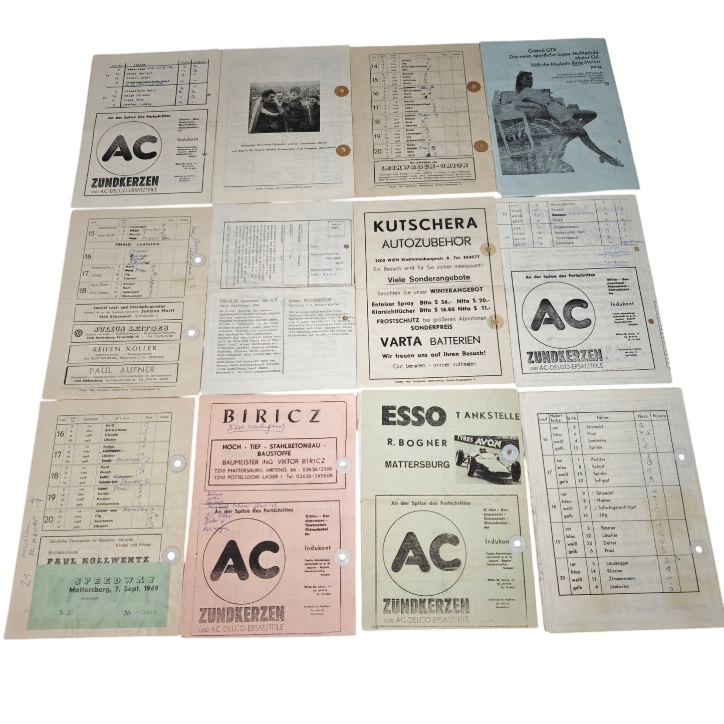 historischer Speedway-Rennprogrammhefte aus Mattersburg (Österreich) aus Jahren 1967 bis 1970