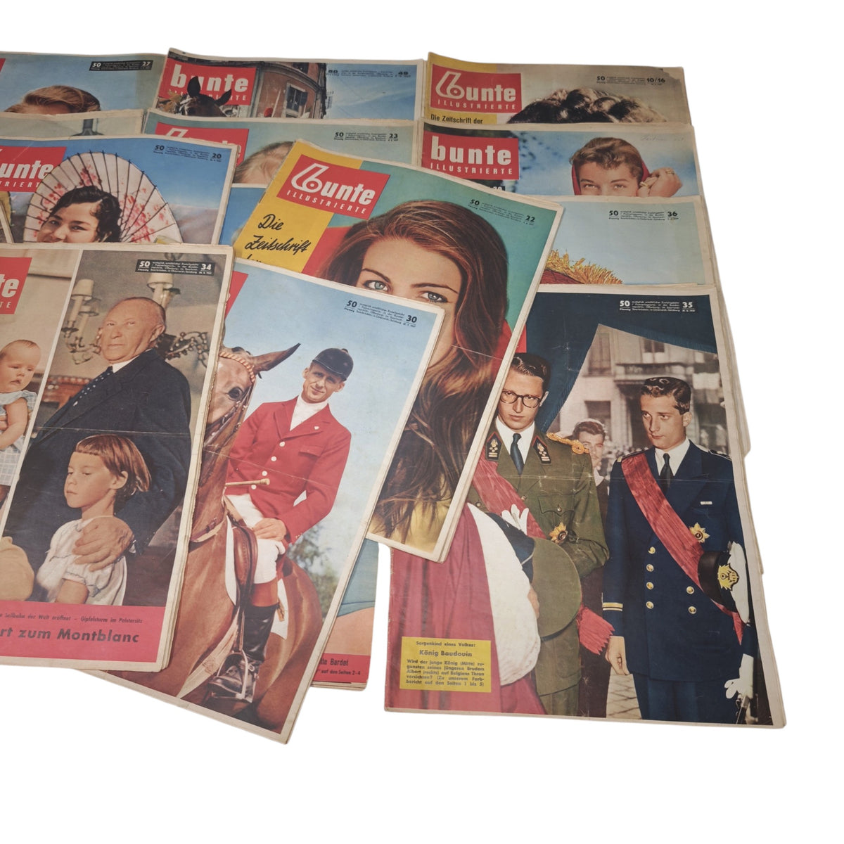 Sammlung 22 Stk. deutschen Wochenzeitschrift Bunte Illustrierte 1957