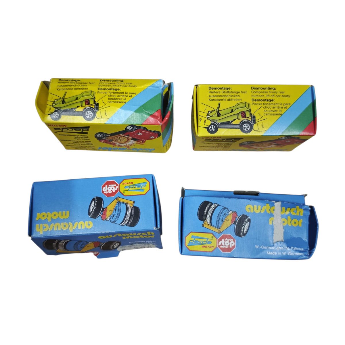Darda-Austauschmotoren Art.-Nr. 01009 gelben und blauen OVP zwei Darda-Rennwagen