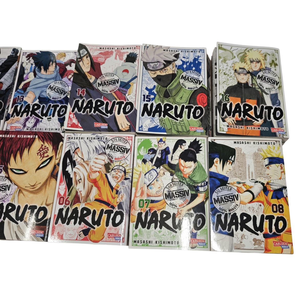 Sammlung 16 Bänden der Manga-Reihe Naruto Massiv aus dem Carlsen Verlag