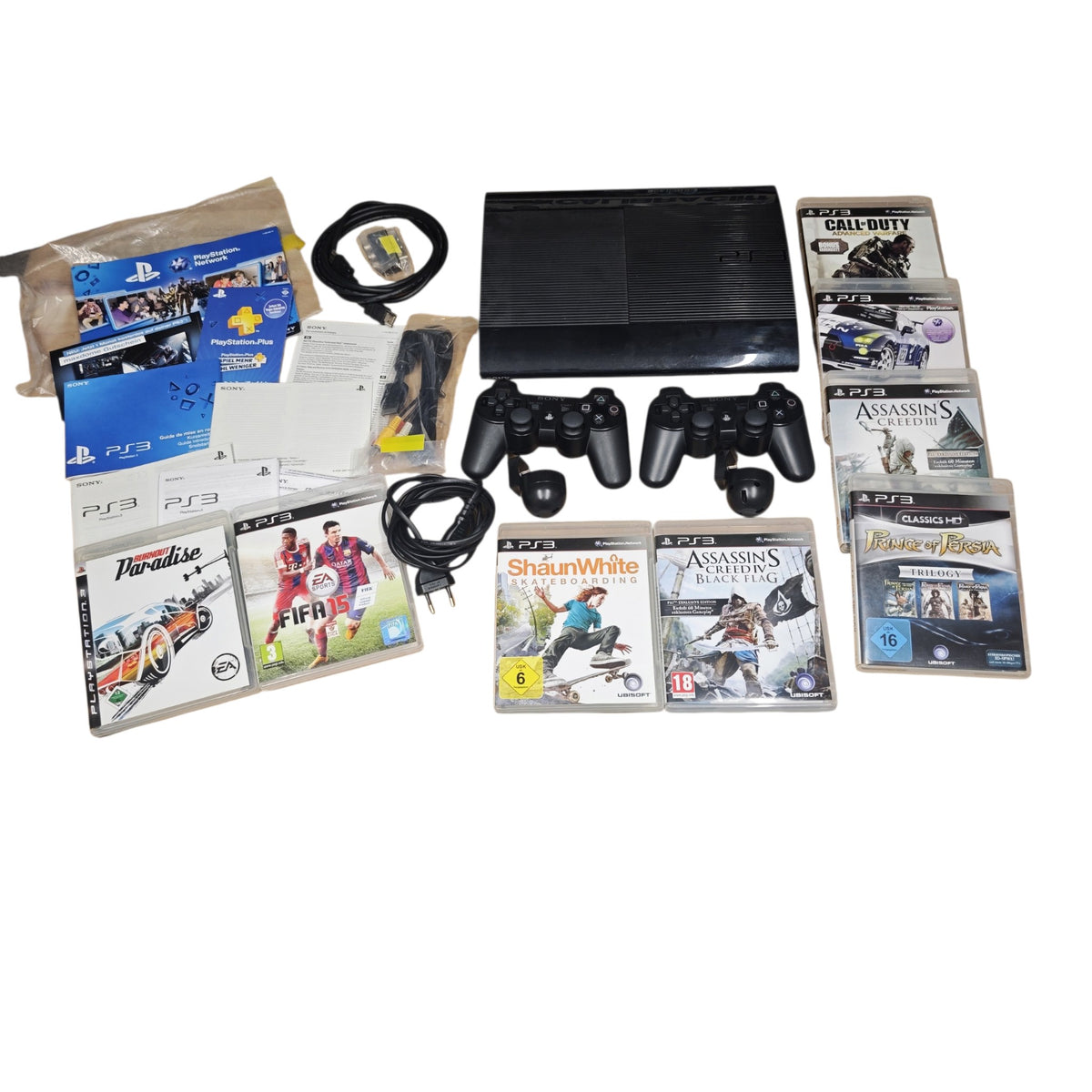 Bundle einer Sony PlayStation 3 Super Slim 500gb Modell 4004c zwei Controllern