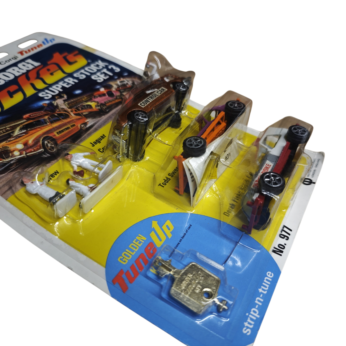 Corgi Rockets 977 Super Stock Set 3, das zwischen 1970 und 1972 von Mettoy Playcraft in England