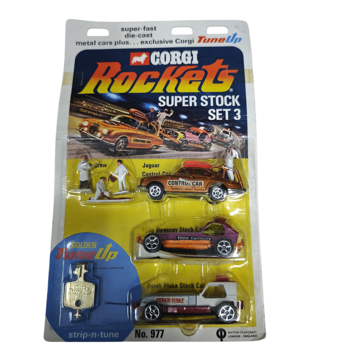 Corgi Rockets 977 Super Stock Set 3, das zwischen 1970 und 1972 von Mettoy Playcraft in England