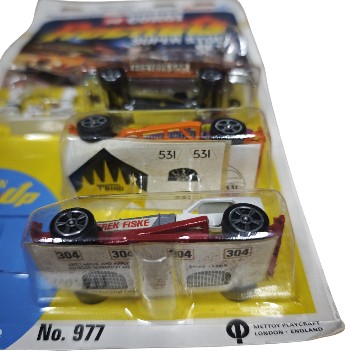 Corgi Rockets 977 Super Stock Set 3, das zwischen 1970 und 1972 von Mettoy Playcraft in England