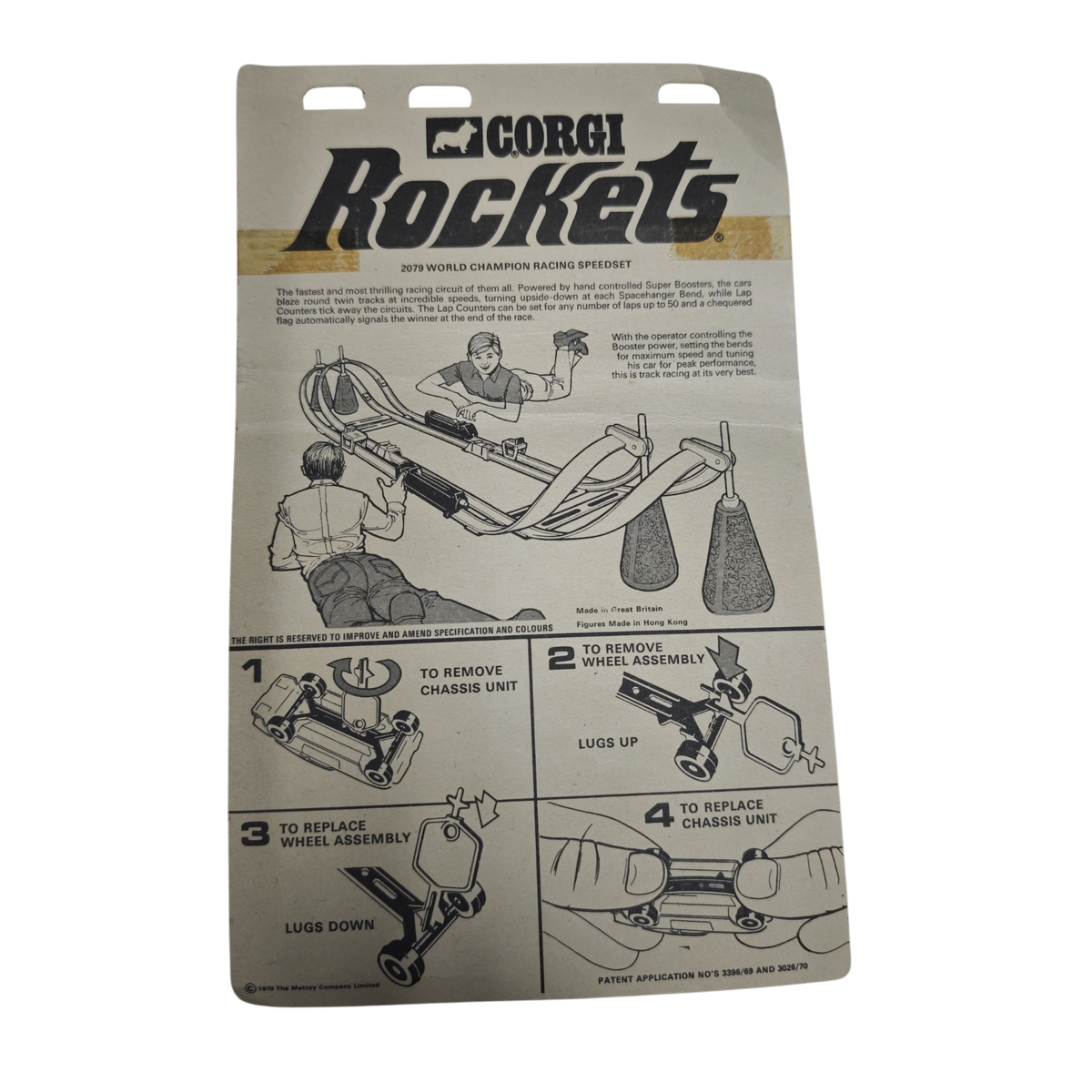 Corgi Rockets 977 Super Stock Set 3, das zwischen 1970 und 1972 von Mettoy Playcraft in England