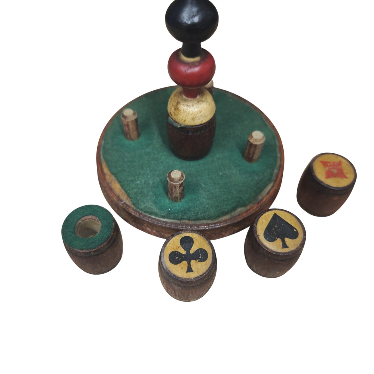 Alter Fässchenansager ein traditionelles Kartenspielzubehör aus Holz für Kartenspiele wie Schnapsen oder Tarock