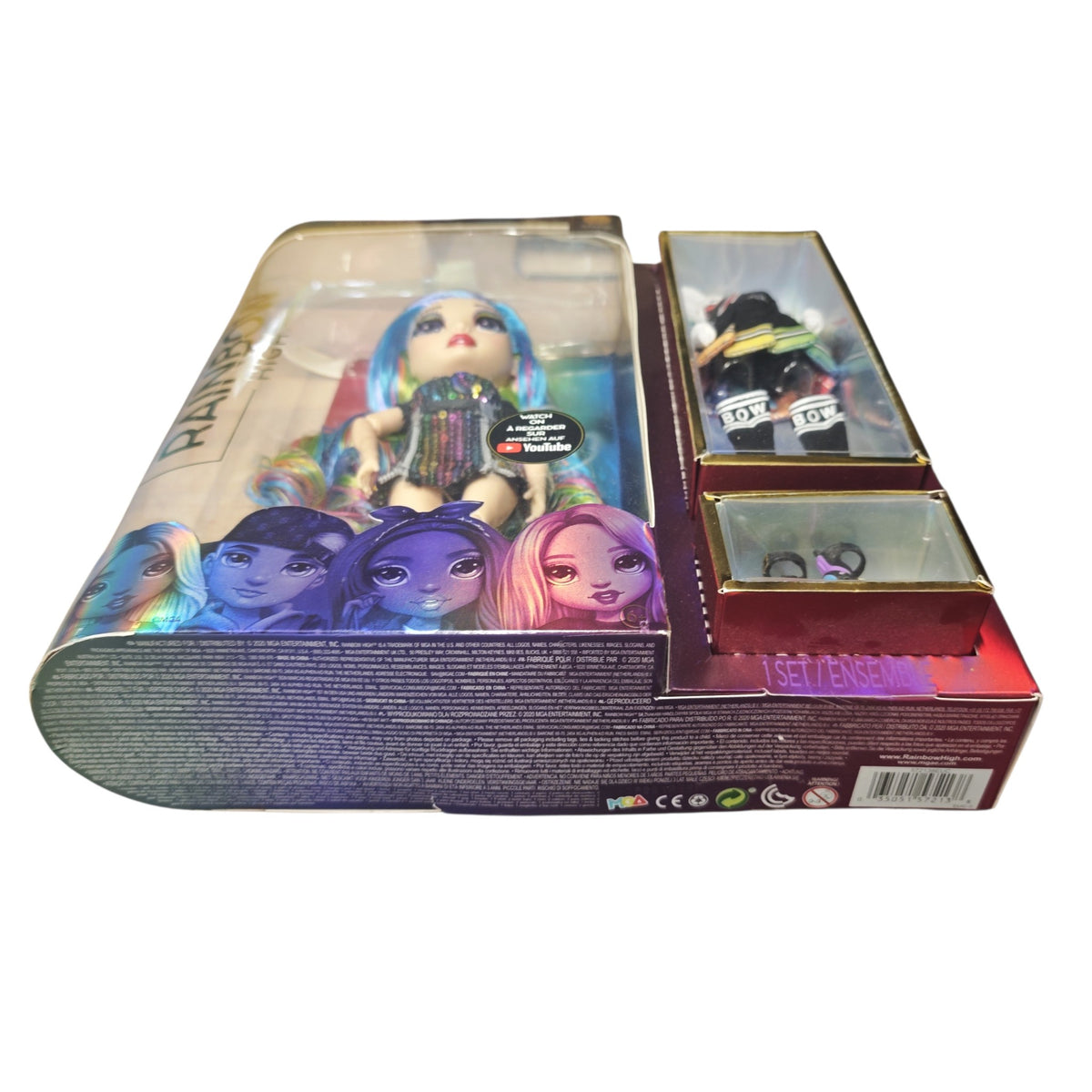 Rainbow High Amaya Raine Series 2 Modepuppe glitzerndem Regenbogen-Haar und zweitem Outfit-Set