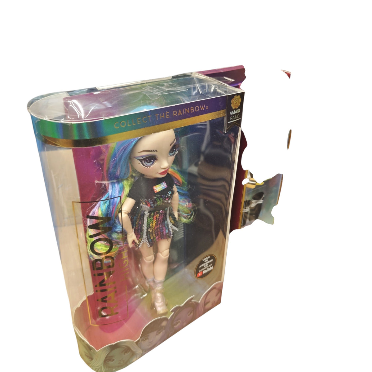 Rainbow High Amaya Raine Series 2 Modepuppe glitzerndem Regenbogen-Haar und zweitem Outfit-Set