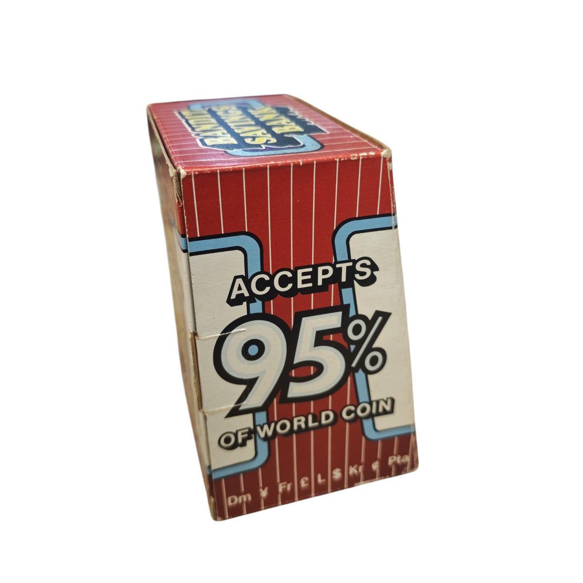 mechanische Spardose im Design eines einarmigen Banditen (Spielautomaten), die typischerweise als Vintage-Sammelobjekt