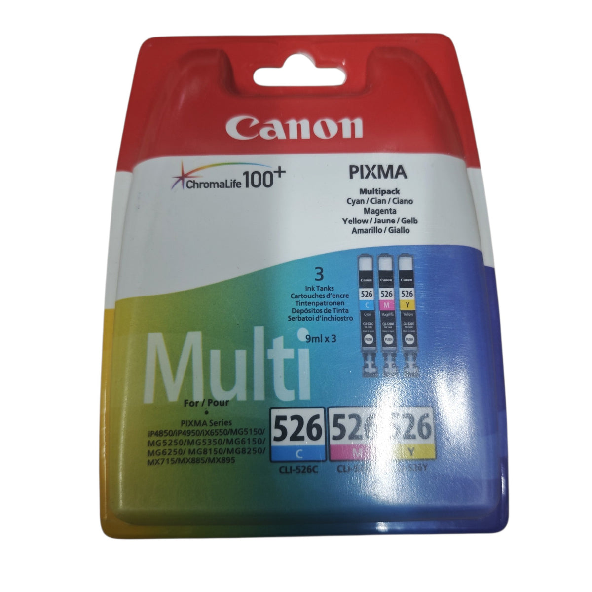 • Canon PGI-525PGBK Tintenpatrone CLI-526 Schwarz Canon CLI-526 Multipack Cyan, Magenta, Gelb Kombipackung ChromaLife100+-Serie.