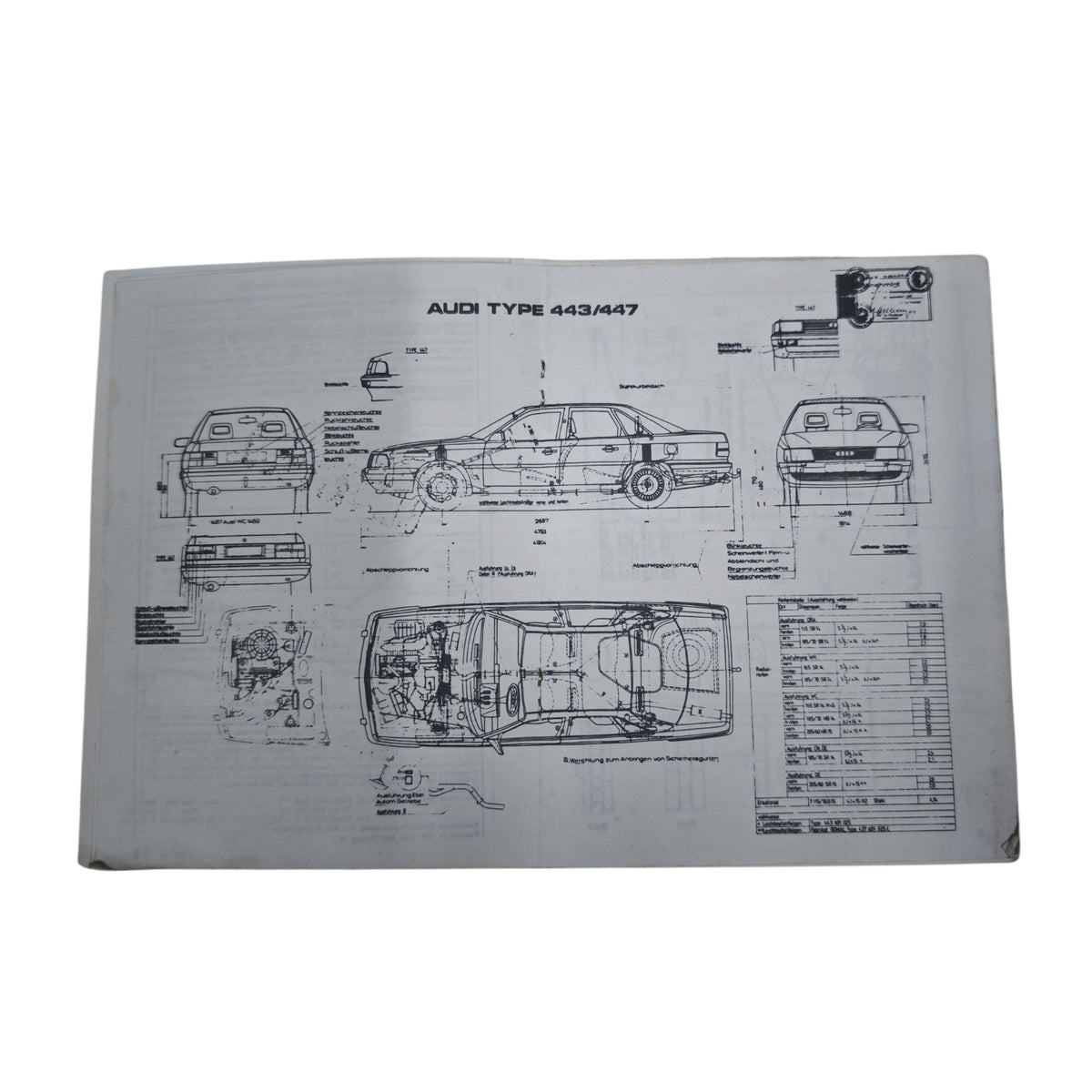österreichischen Typenschein für einen Audi Typ 443/447 Audi 100