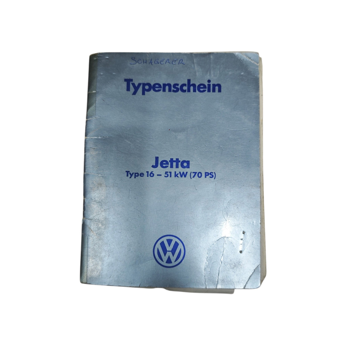 Typenschein für einen VW Jetta (Typ 16) mit einer Leistung von 51 kW (70 PS)