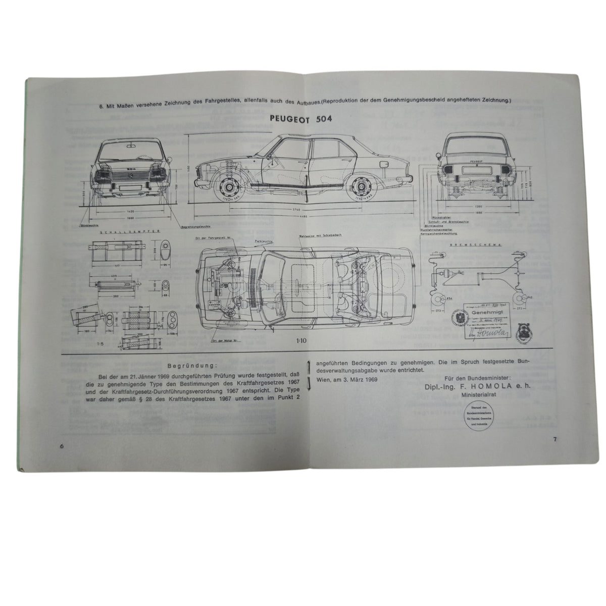 österreichischen Typenschein für einen Peugeot 504