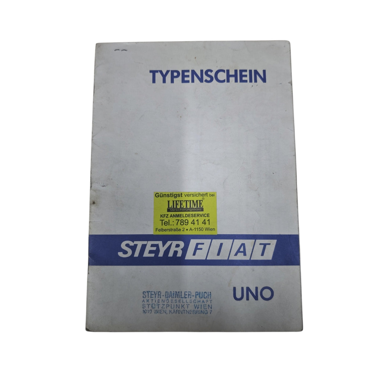 österreichischen Typenschein für einen Steyr-Fiat Uno