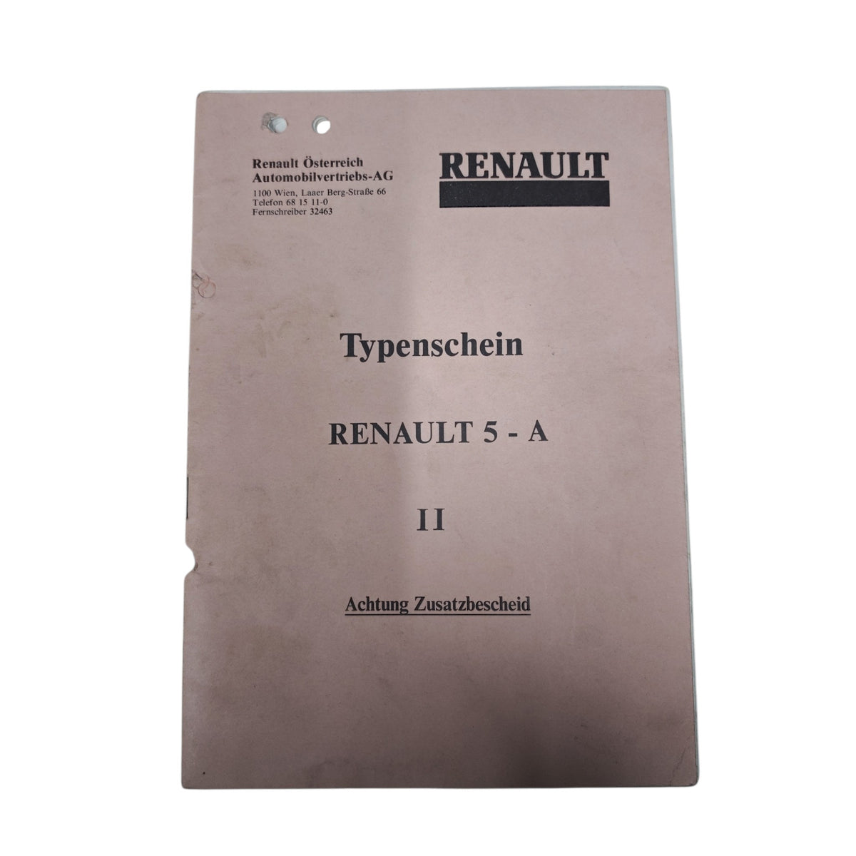 österreichischen Typenschein für einen Renault 5 - A