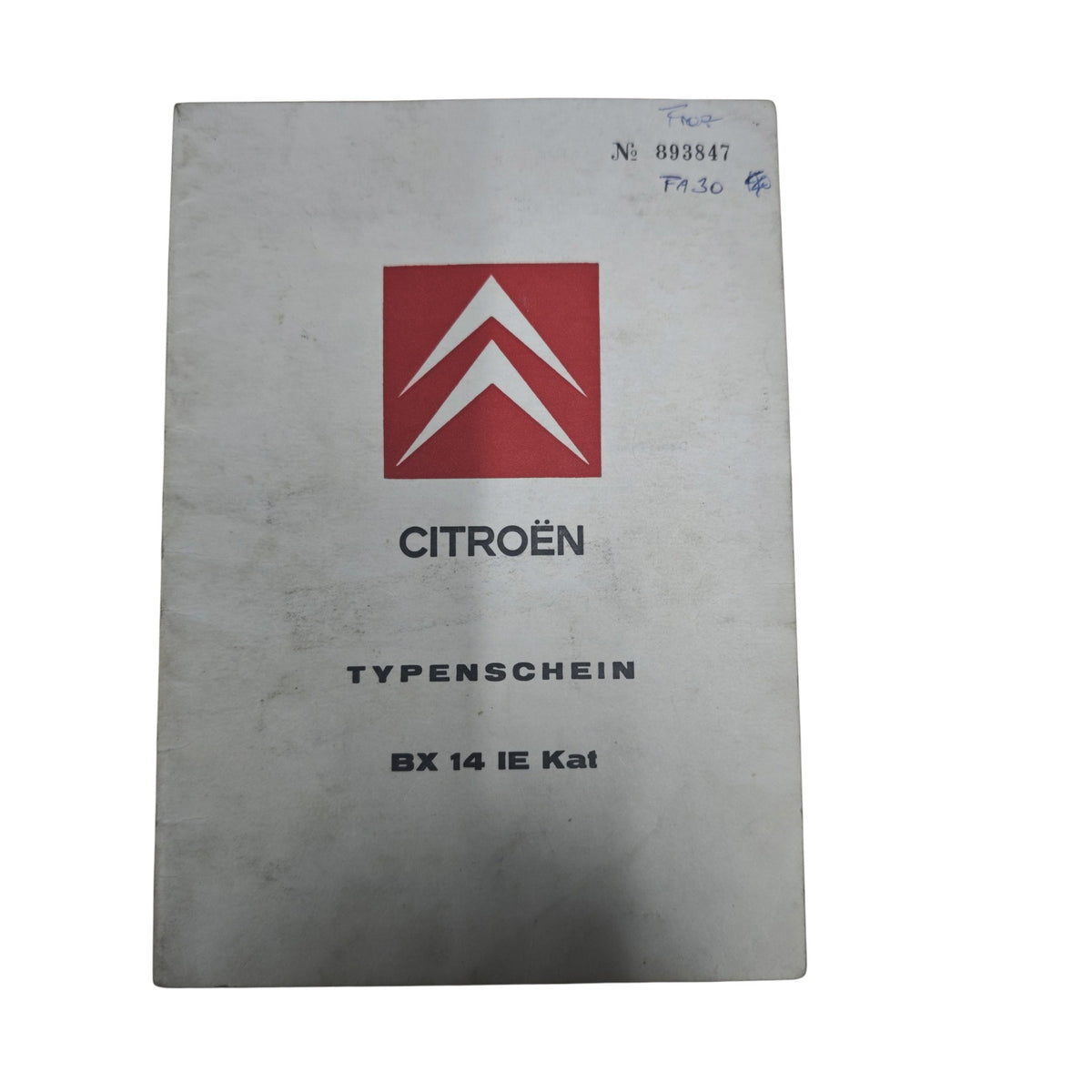 österreichischen Typenschein für einen Citroën BX 14 IE Kat