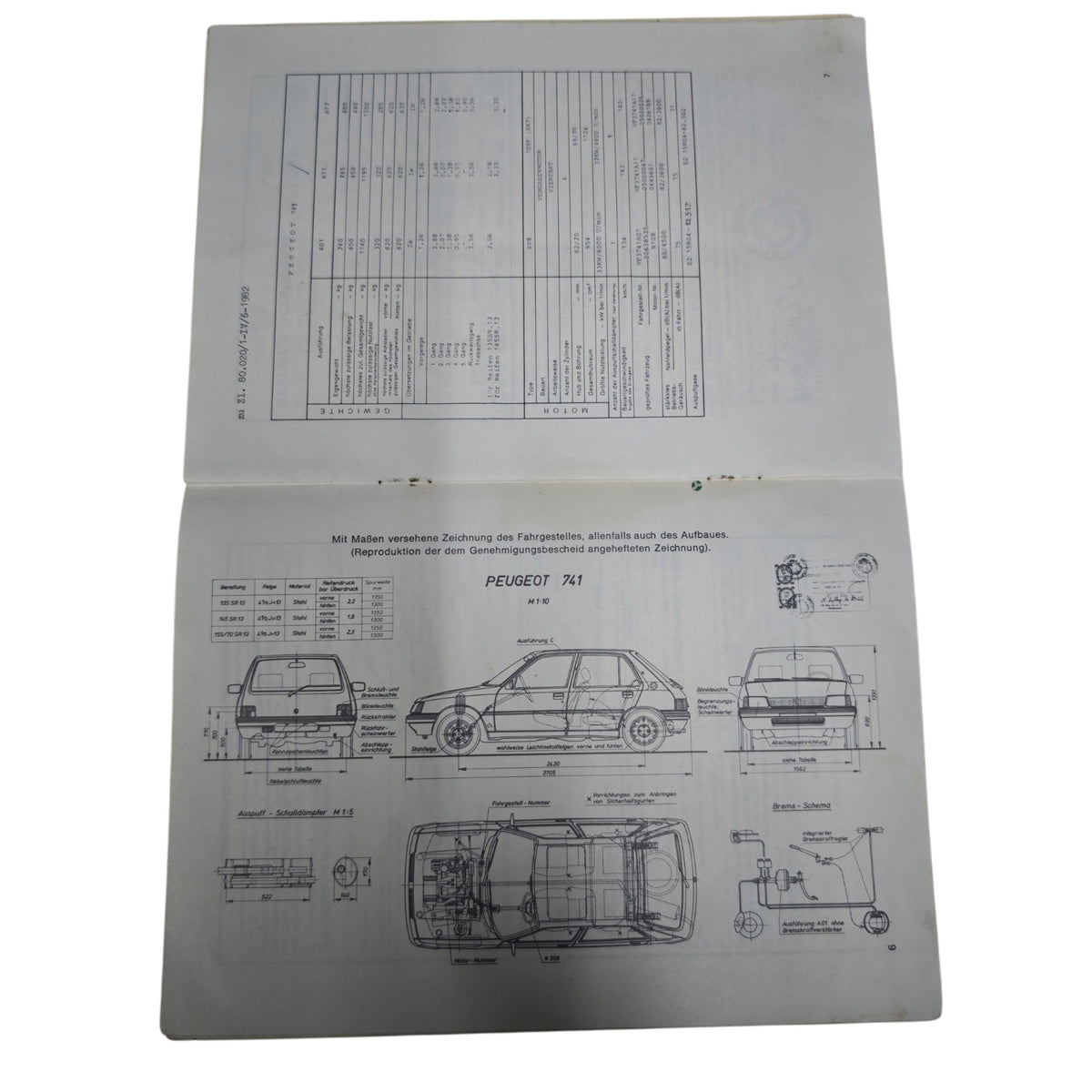 Typenschein (Fahrzeugbrief) für einen Peugeot 205 B/GL.