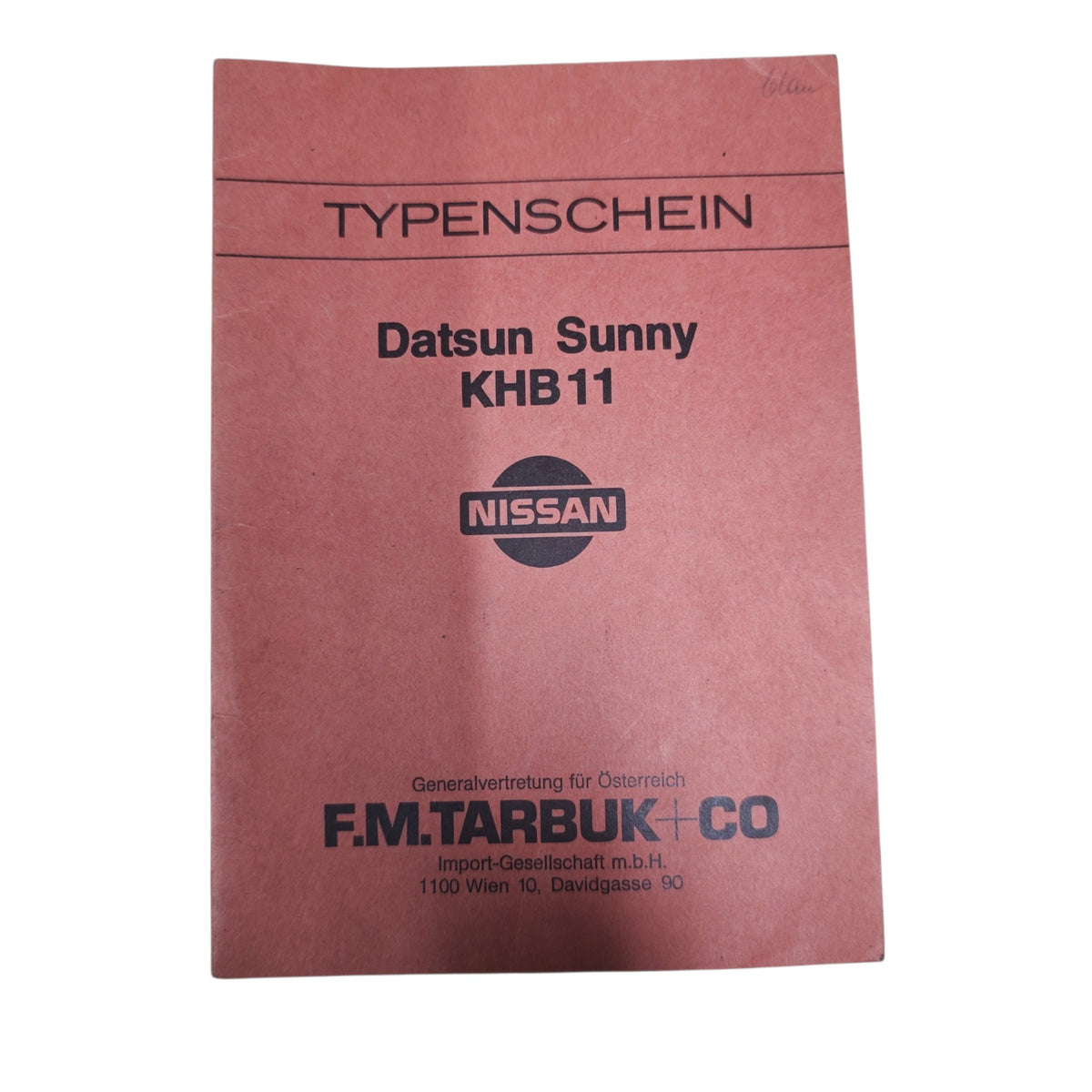 österreichischen Typenschein für einen Datsun Sunny KHB 11