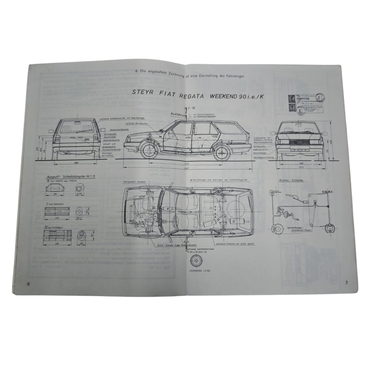 österreichischen Typenschein für einen Steyr-Fiat Regata Weekend 90 i. e. Kat.