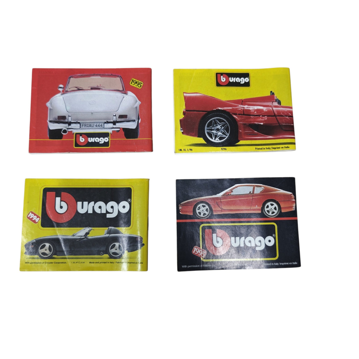 historische Bburago-Modellautokataloge (Mini-Kataloge/Prospekte) aus den 1990er-Jahren