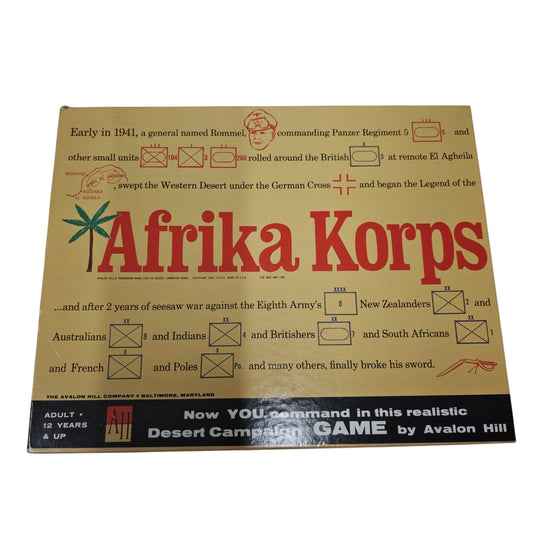 historischen Strategiespiels „Afrika Korps“ (auch bekannt als Rommel's Afrika Korps), das 1964 vom US-amerikanischen Verlag The Avalon Hill Game Co