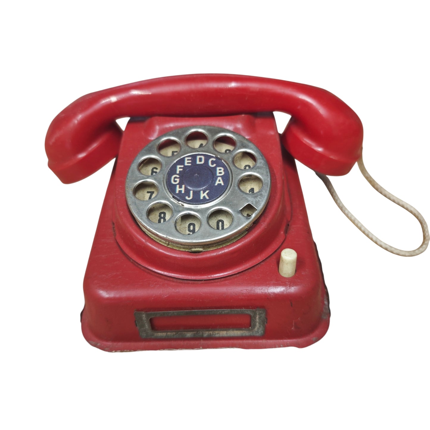Vintage Blechspielzeug Telefon Wählscheibe Rot Kinder Telefon  Metall Blech  Gebrauchter Zustand siehe Bilder