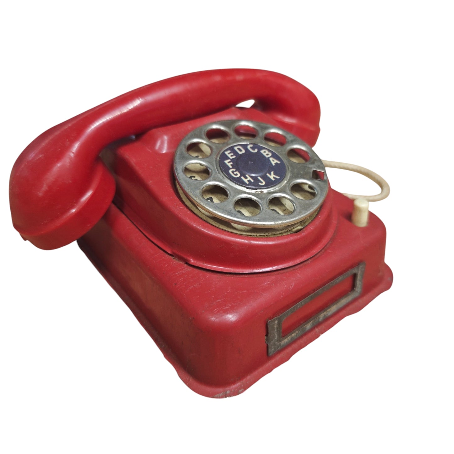 Vintage Blechspielzeug Telefon Wählscheibe Rot Kinder Telefon  Metall Blech  Gebrauchter Zustand siehe Bilder