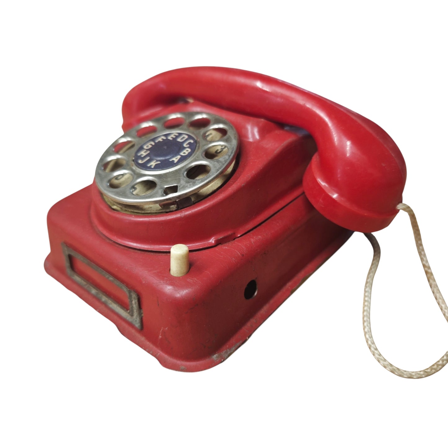 Vintage Blechspielzeug Telefon Wählscheibe Rot Kinder Telefon  Metall Blech  Gebrauchter Zustand siehe Bilder
