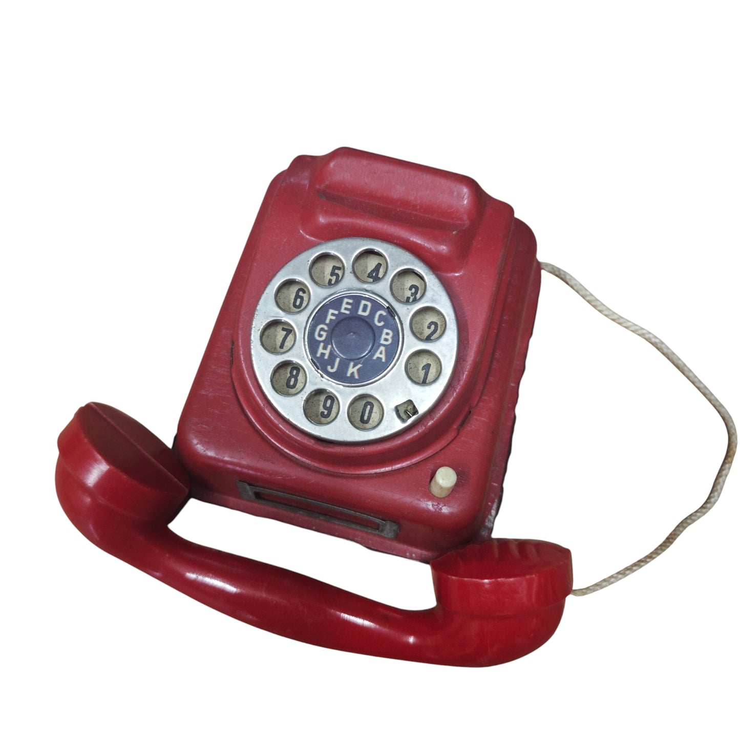 Vintage Blechspielzeug Telefon Wählscheibe Rot Kinder Telefon  Metall Blech  Gebrauchter Zustand siehe Bilder