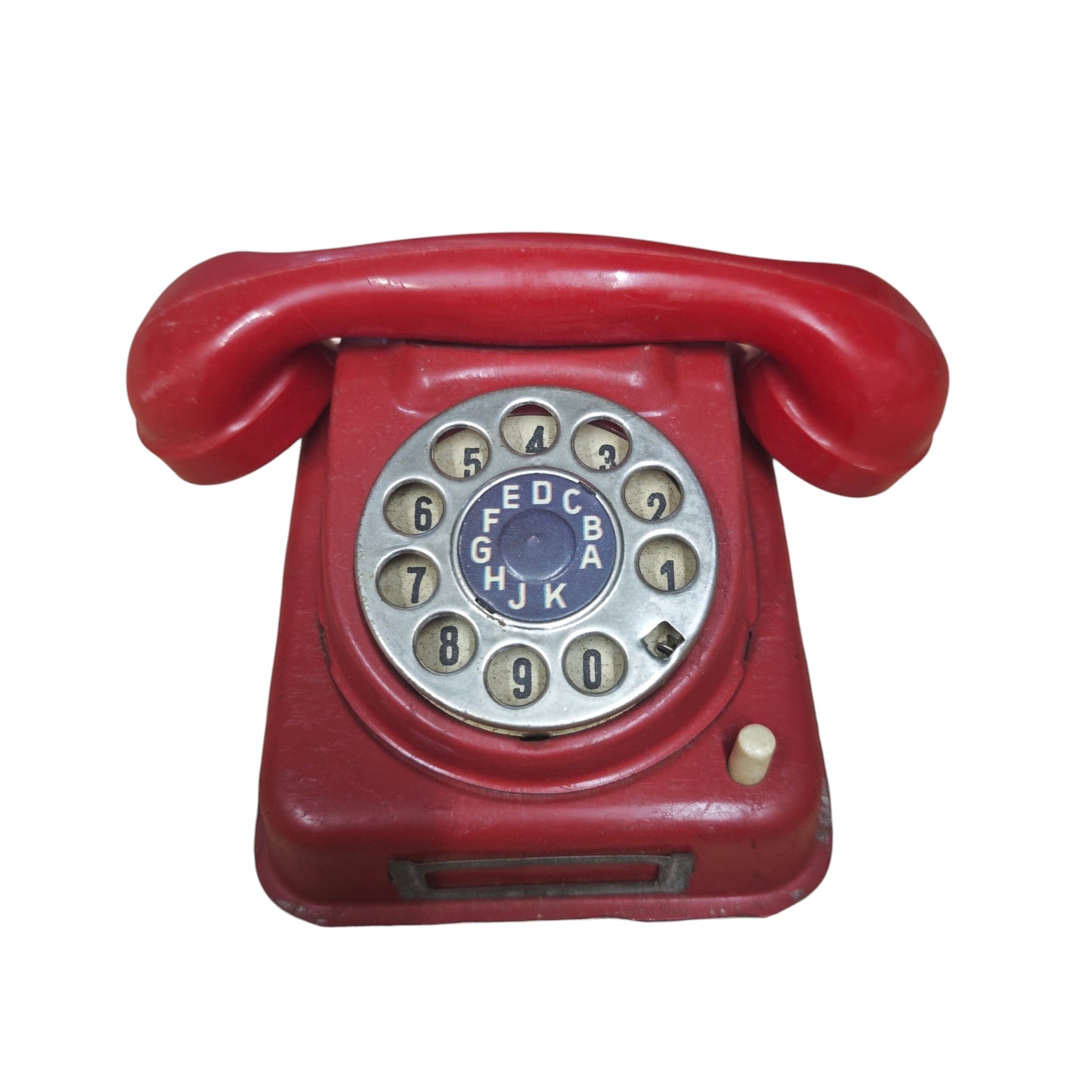 Vintage Blechspielzeug Telefon Wählscheibe Rot Kinder Telefon  Metall Blech  Gebrauchter Zustand siehe Bilder