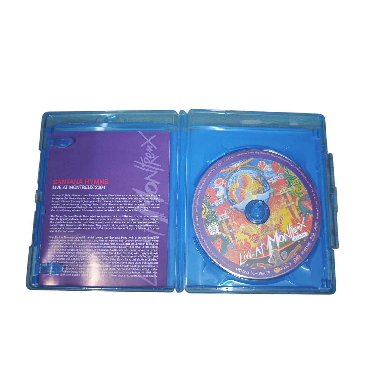Blu-ray „Hymns for Peace“ von Santana, aufgenommen 2004 beim Montreux Jazz Festival.